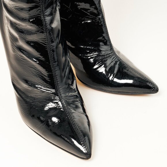 Roberto Cavalli Black Patent Leather Twin-Snake-Heads Tall Stiletto Boot - Picture 6 of 12